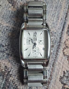 ESQ Swiss Movado Stainless Steel Chronograph Men's E5346 Works Great